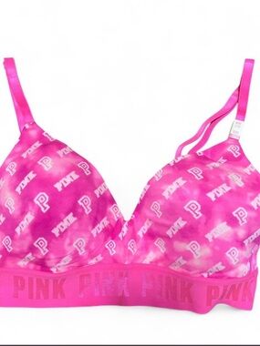 PINK Victoria's Secret Hot Pink Logo Wireless Bralette